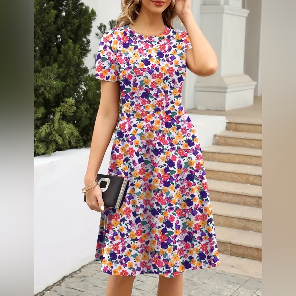 Vibrant Floral Midi Dress